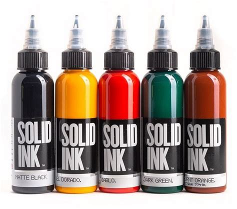 Solid Ink Traditional 5 Color Set 1oz 2oz 4oz Justat Tattoo Supplies