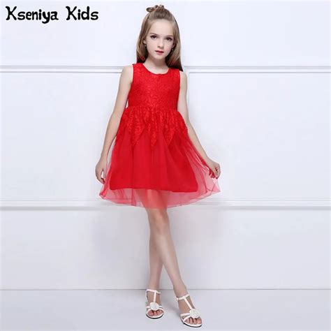 Kseniya Kids Brand Summer Cute Children Baby Girl Red Lace Party