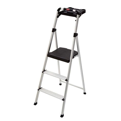 Rubbermaid 3 Step Ultra Light Aluminum Step Stool With Project Tray 225