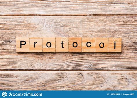 PROTOCOL Word Written On Wood Block. PROTOCOL Text On Wooden Table For Your Desing, Concept 
