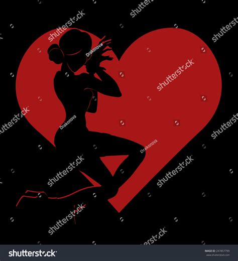 Vector Black Silhouette Of Sexy Pin Up Girl In Royalty Free Stock