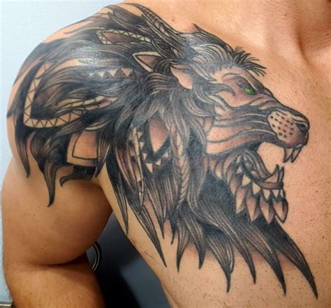 Lion Tattoo Lion Tribal Tattoo Chest And Shoulder Tattoo Tattoo Chest And Shoulder Tribal