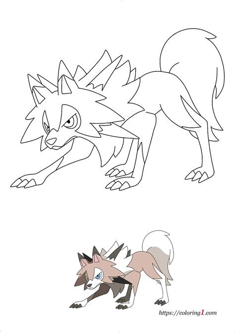 Pokemon Lycanroc Coloring Pages Free Coloring Sheets