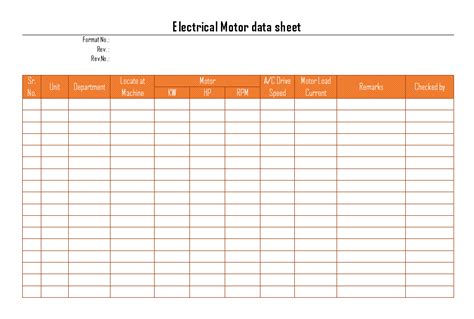It would be greatly appreciated. Electrical Motor Data Sheet Format