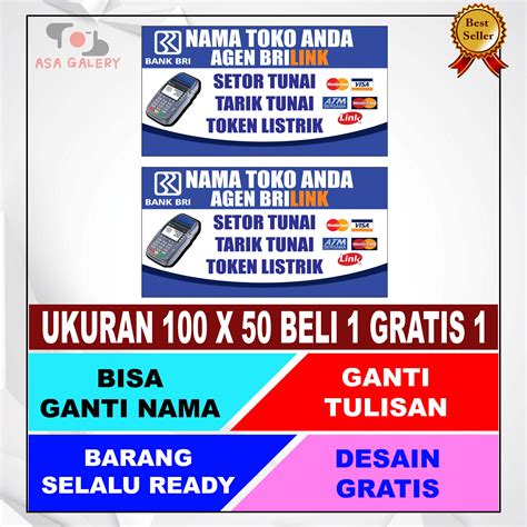 SPANDUK BANNER AGEN BRILINK UKURAN 100 X 50 BISA GANTI NAMA DAN