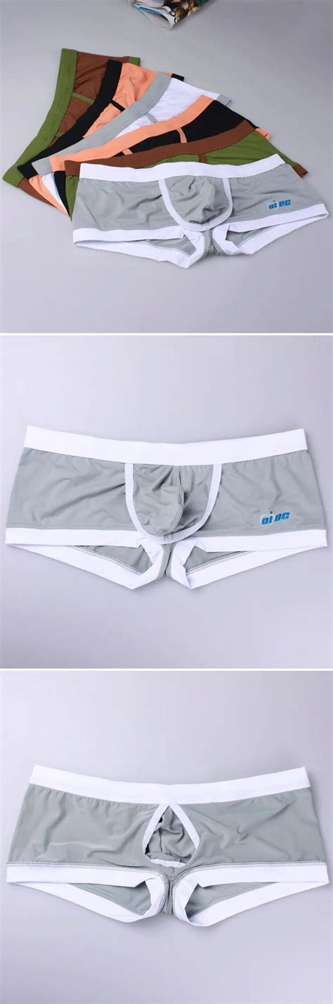 shop generic penis hole boxer shorts men white jj open front underwear male sexy supporter pouch