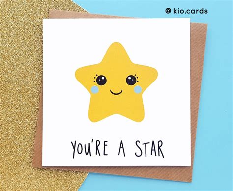 Kawaii Star Card Youre A Star Success Card Encouragement Etsy Uk