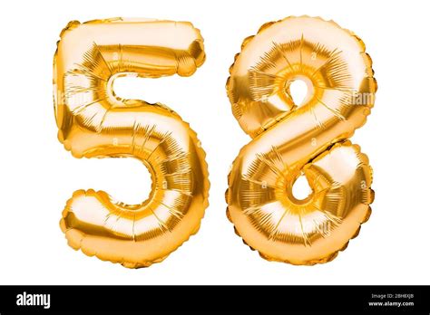 Número 58 Cincuenta Y Ocho Hechos De Globos Inflables Dorados Aislados