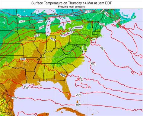 South Carolina Surface Temperature On Monday 08 Mar At 1pm Est