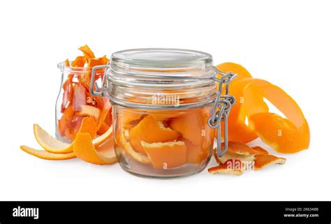 Different Dry Orange Peels Isolated On White Stock Photo Alamy