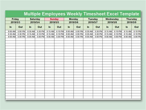 Weekly Timesheet Template For Multiple Employees Images And Photos Finder