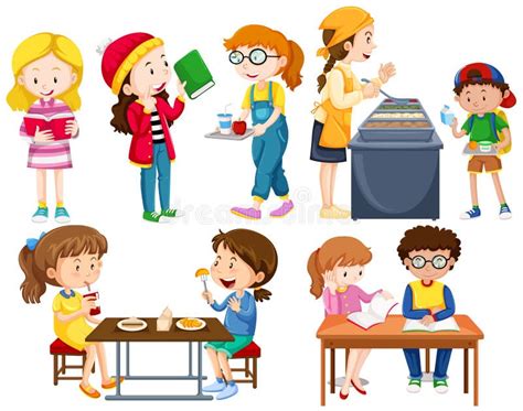 Students Doing Different Activities Stock Vector Illustration Of