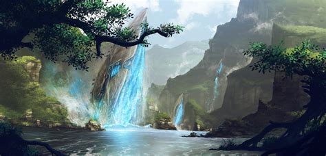 River Fantasy Art Nature Video Games Cyan Landscape Water