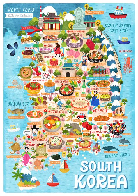 Browse our south korea map images, graphics, and designs from +79.322 free vectors graphics. South Korea Food Map Illustration on Behance