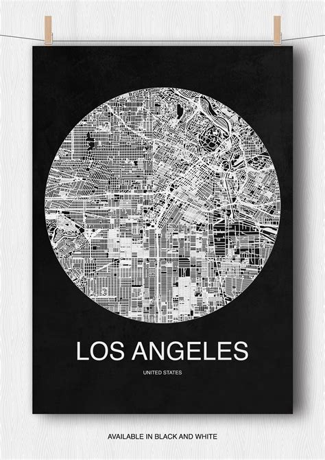 Los Angeles City Map Print City Map Poster Wall Art Etsy