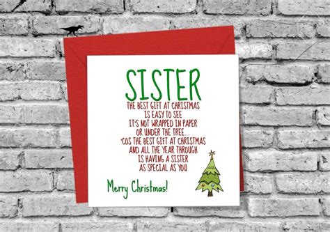 merry christmas sister best t greeting card love funny tree etsy uk