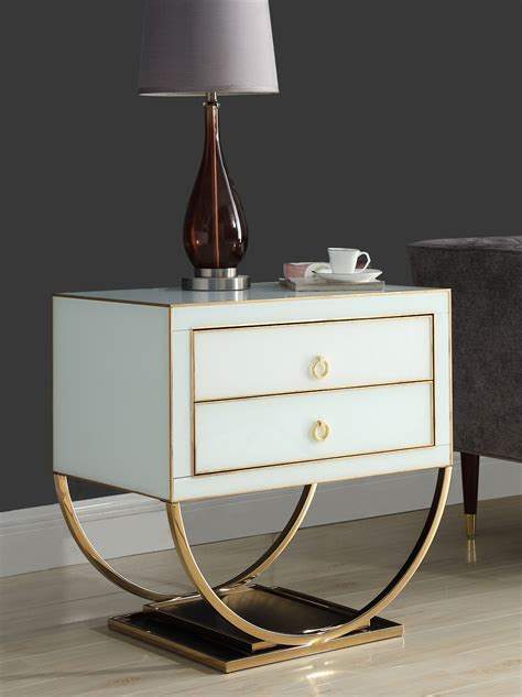 Alyssa Gold White Night Stand 806 Meridian Furniture Night Stands Comfyco Furniture