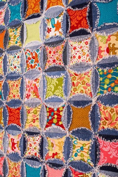 Denim Circle Rag Quilt Recycled Jeans Craftsy Rag Quilt Patterns
