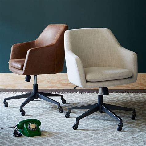 Helvetica Leather Office Chair West Elm Uk