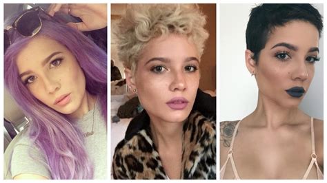 The singer sports long and wavy pink hair. Halsey with Long Hair - Halsey Pixie Haircut | Teen Vogue