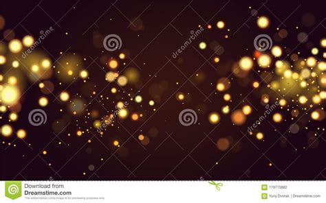 Abstract Defocused Circular Golden Bokeh Sparkle Glitter Lights