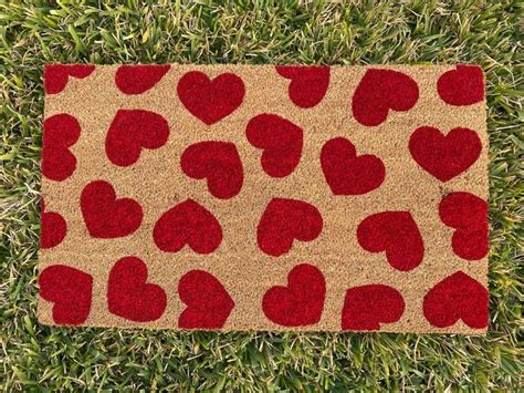 Valentines Day Doormat Hearts Doormat Cute Decor Love Etsy Door Mat