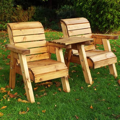 Kids Twin Wooden Garden Chair Set Straight Outdoor Style