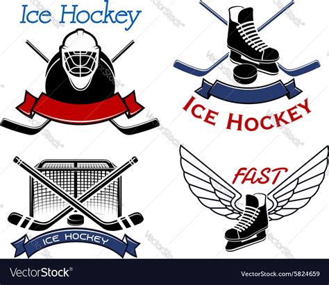 Ice Hockey Sport Icons And Symbols Royalty Free Vector Image
