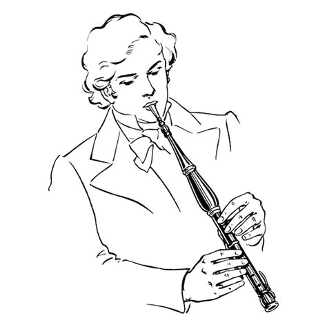 Premium Vector Sketch Of A Man Playing The Clarinet Vector Illustration