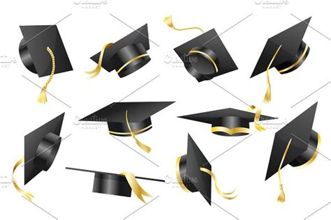 Graduation Cap Element For Degree Pre Designed Vector Graphics