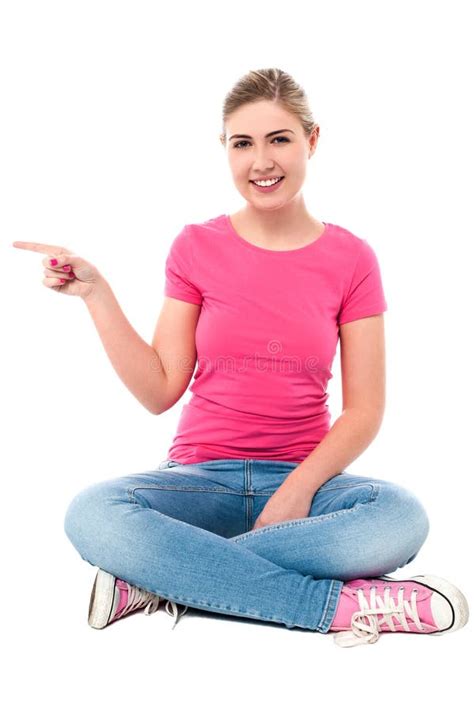 Pretty Teen Girl Pointing At Something Stock Image Image Of Lady