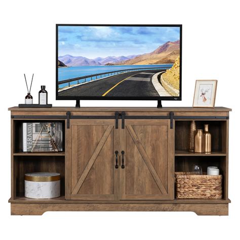 Ktaxon Farmhouse Tv Stand With Sliding Barn Doors For Tvs Up To 65