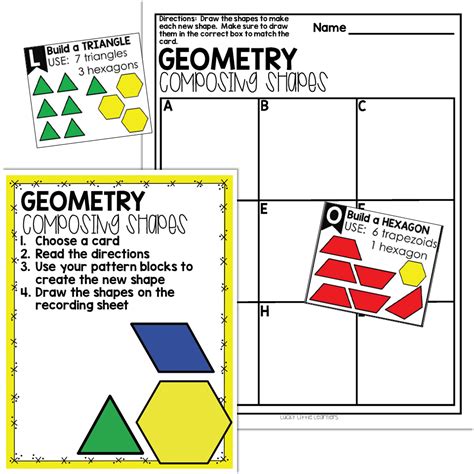 1st Grade April Math Center Composing Shapes Geometry Lucky