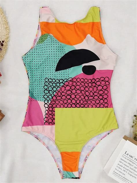 Multicolor Funny Print Body Swimsuit Em 2023 One Piece Fatos De