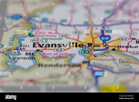 Evansville Indiana Usa Shown On A Geography Map Or Road Map Stock Photo