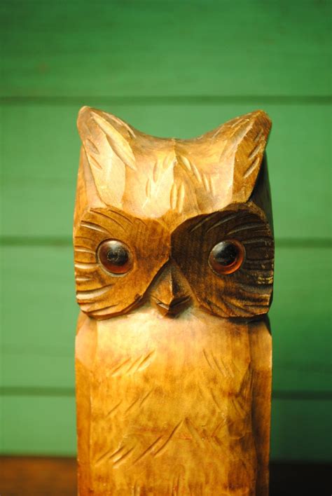 Owl Art Deco Black Forest Carved Wood Owl Brush Holder 1930s