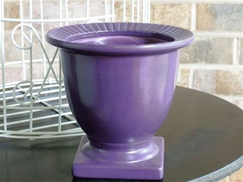 Tiered flower pots are stacked on top of each other to form a tower of flowers. Purple Flower Pot by kandles on Etsy, $9.00 (With images ...