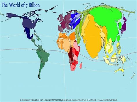 World Population Proportional Cartogram The East Dominates