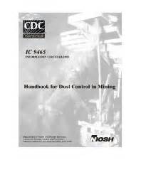 CDC Mining Handbook For Dust Control In Mining NIOSH
