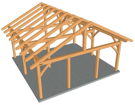 24×24 Timber Frame King Post Pavilion Timber Cabin Carport Plans