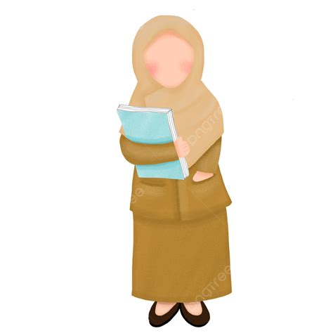 Muslim Teacher Hijab Carrying A Book Teacher Headscarf Muslim Png