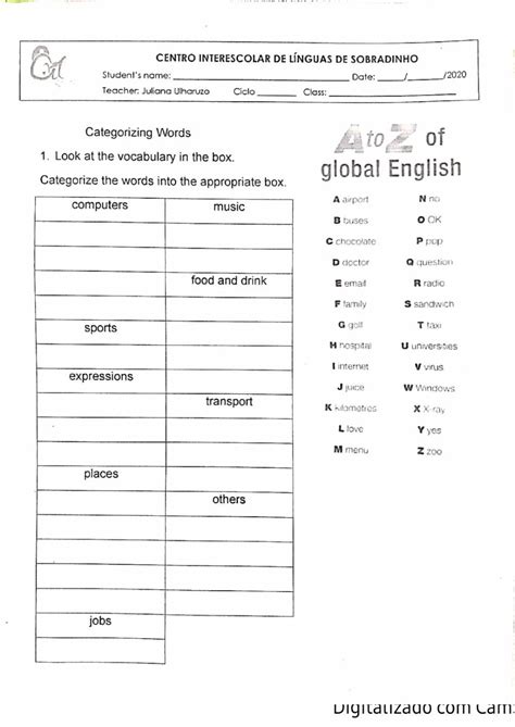 Categorizing Words Worksheet Live Worksheets