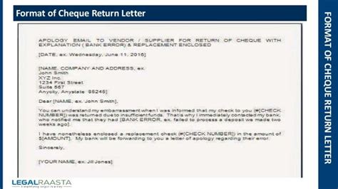 Cheque Return Letter Format Template Legalraasta