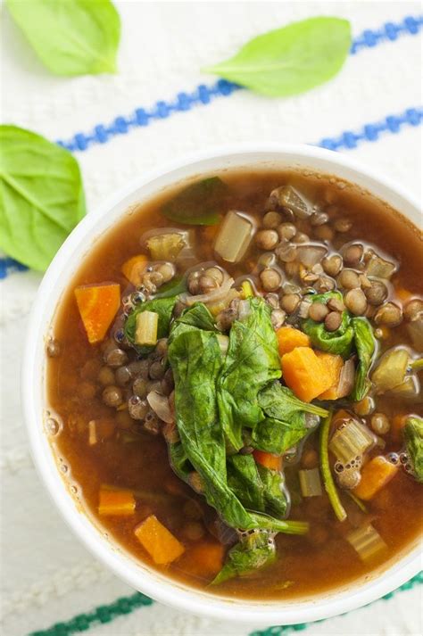 Healthy, but warm and hearty vegetable soup is a delicious vegetarian, gluten free soup that is prepared in the slow cooker. Slow Cooker Mediterranean Lentil Soup | Recipe | Crockpot recipes, Food recipes, Whole food recipes