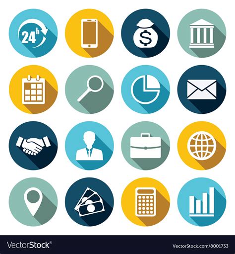 Set Flat Business Icons Royalty Free Vector Image