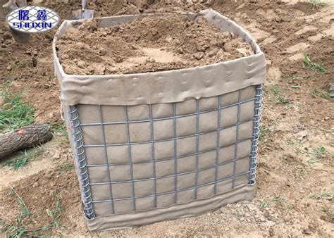 Geotextile Lined Military Hesco Barrier High Tensile Welded Gabion