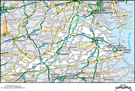 Map Of Virginia Roads Map Of United States