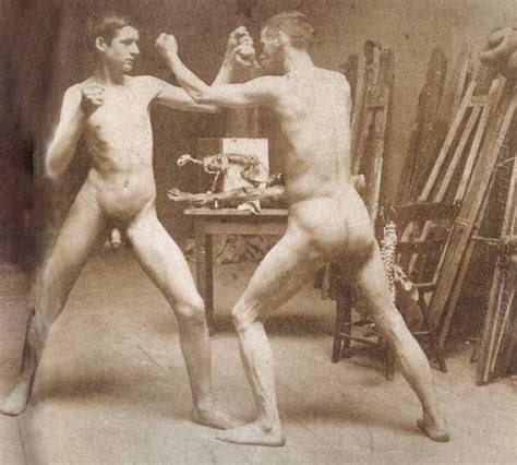 Dos Nude Boys Boxeo En El Taller Pintura Al Leo
