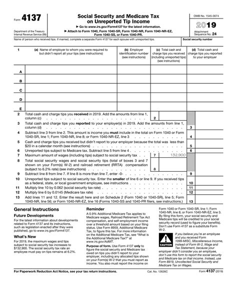 Irs Form 4137 Download Fillable Pdf Or Fill Online Social Security And