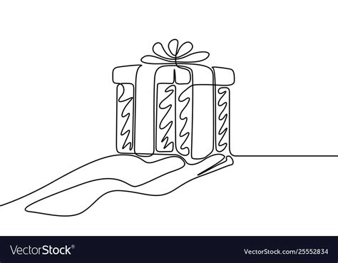 Continuous One Line Drawing Give A Gift Royalty Free Vector